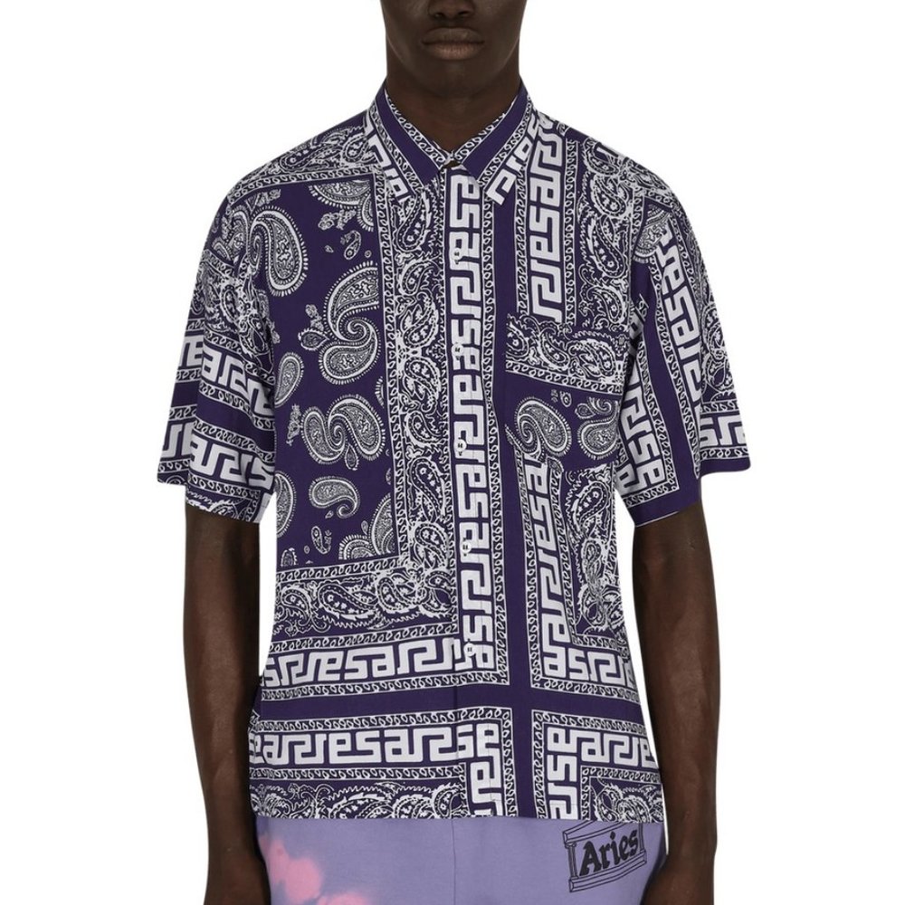 Aries Bandana Print Hawaiian Shortsleeve Shirt - Navy - Picture 6 of 8